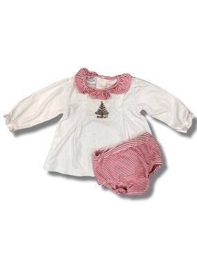 Baby Loren 6-9 Months Girls Pima Cotton Christmas Tree 2 Piece Set